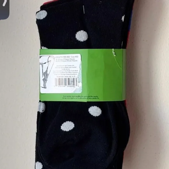 Kate Spade Crew Socks-3 Pairs. Polar Bears, Black & White Polk & Black w Spade - Picture 3 of 9